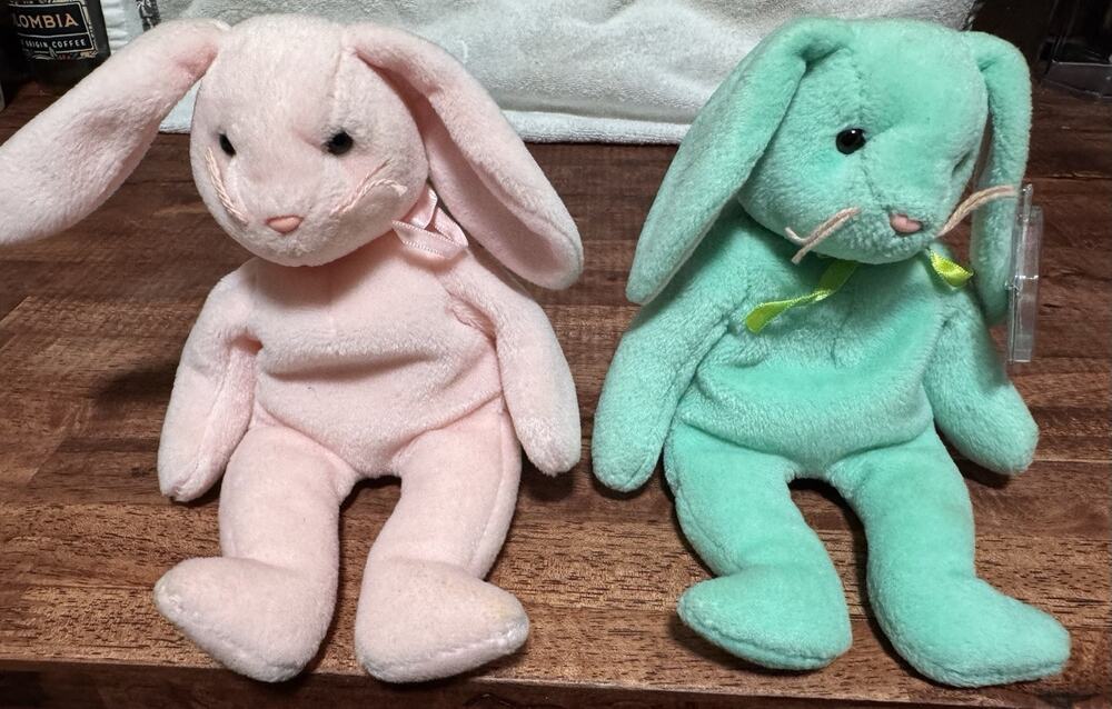 Ty Beanie Baby Pastel Easter Bunny Hippity & Hoppity ( PVC)